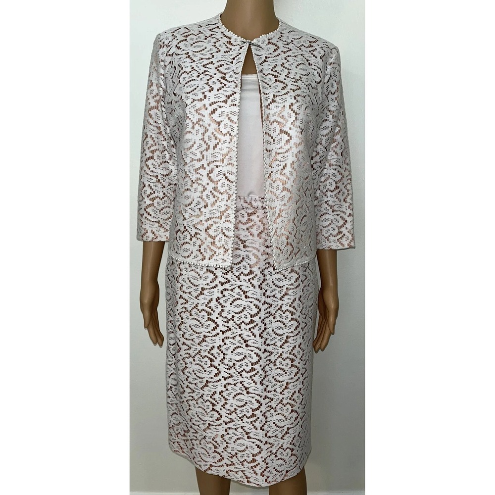 ILGWU/Union Made-50's Vintage, USA, Cream/Nude, Lace, 2 Piece Outfit Set. Size-6